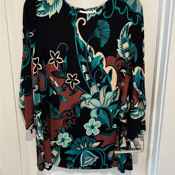 Chico's Tops - Chico's Travelers Womens Floral Tunic Top Sz 3 Multicolor 3/4 Sleeve